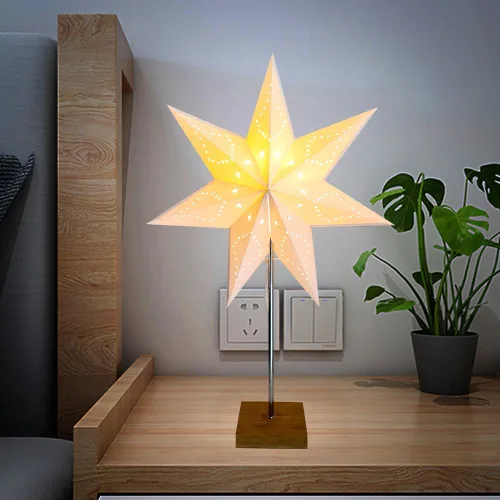 Miniatura 4 de Lámpara de mesita de noche de papel y cromado, lámpara de pie para decoración de habitación, farol, luz para mesita de noche, lámpara de escritorio