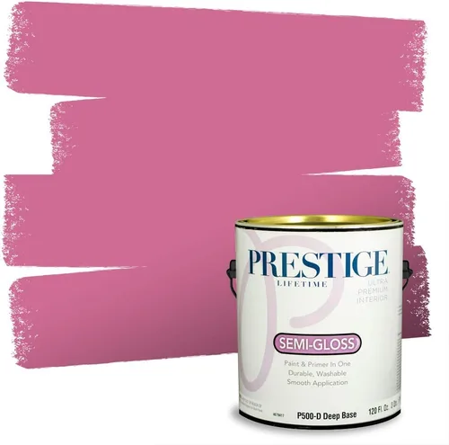 Miniatura 111 de Prestige Paints E100-T-SW6591 Pintura exterior e imprimación en uno, 1 galón, plano, combinación comparable de Sherwin Williams Amaryllis, 1 galón