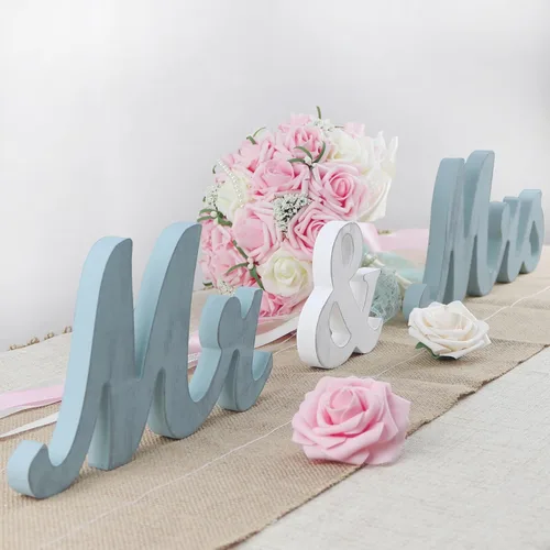 Miniatura 5 de Mr and Mrs Signs - Decoración de mesa de boda, letras independientes de madera para accesorios de fotos, decoración rústica, regalo de fiesta