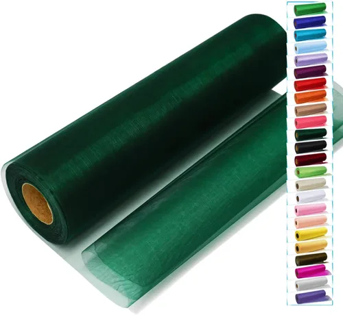Miniatura 22 de Rollos de tela de tul negro con cristales y organza 12 pulgadas por 150 pies (45,72 m), tela transparente para manualidades, lazos de tutú