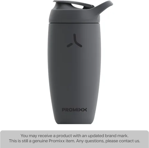 Miniatura 2 de PROMiXX Botella agitadora Pursuit Edición Nueva – Botella de agua con aislamiento de acero inoxidable y taza agitadora, 18 onzas, gris grafito