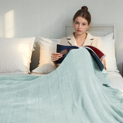 Miniatura 28 de Manta Eléctrica Térmica de Franela y Sherpa 50"x60" Tamaño Throw - 4 Niveles de Calor, Apagado Automático 10H, Calentamiento Rápido, Acogedora