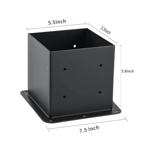Miniatura 2 de Base de poste de 6 x 6, 8 piezas (tamaño interior 5.6 x 5.6), anclajes de poste, acero sólido grueso de 13 GA y recubrimiento en polvo negro