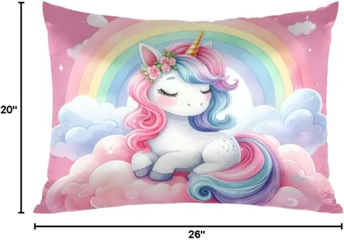 Miniatura 8 de Funda de almohada de satén de unicornio rosa lindo para cabello y piel, tamaño estándar, funda de almohada de seda suave de satén refrescante