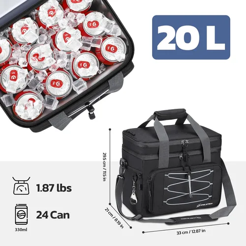 Miniatura 5 de Maelstrom Portable Collapsible Soft Cooler Bag – 24/30/60 Cans Double-Deck Leakproof Ice Chest for Beach, Camping & Grocery