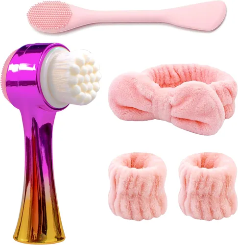 Miniatura 7 de Cepillo de limpieza facial 2 en 1 cepillo de limpieza facial de doble cara con cerdas suaves para exfoliación profunda de poros, maquillaje