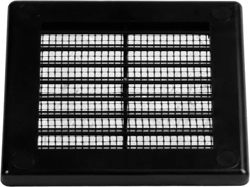 Miniatura 8 de Paquete de 2 cubiertas cuadradas de ventilación de aire de 4" x 4" (tamaño exterior) - Deflector de ventilación de plástico negro - Malla