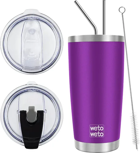 Miniatura 28 de WETOWETO - Vaso de viaje con aislamiento de 20 onzas, de acero inoxidable, con doble pared, a prueba de fugas, taza de café con revestimiento