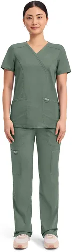 Miniatura 5 de Workwear Revolution WW610 - Ropa quirúrgica con estilo cruzado falso para mujer, elástica, suave y de fácil cuidado