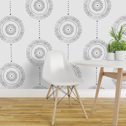 Miniatura 3 de Muestra de papel tapiz extraíble – Boho Geométrico Acuarela Círculos Abstracto Neutral Personalizado pre-pegado Papel pintado por Spoonflower