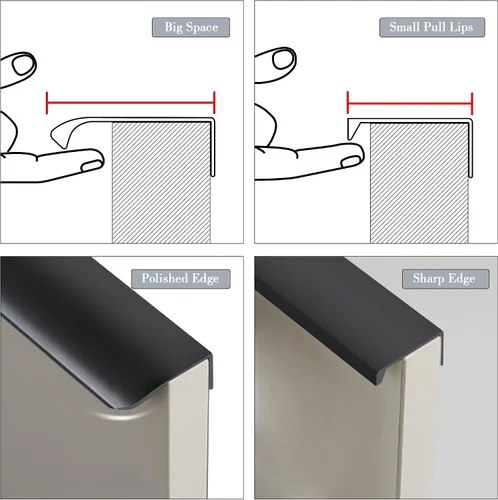 Miniatura 3 de JOOJA Juego de 10 tiradores con borde de dedo de estilo moderno para muebles y cajones, tiradores ocultos para gabinetes y cocina, perillas, negro