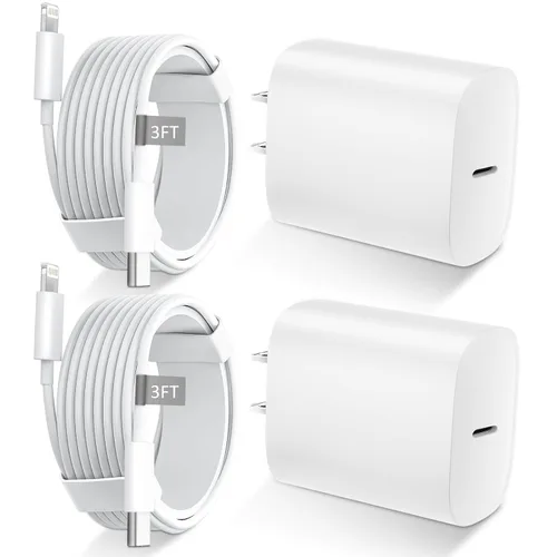 DiHines Cargador rápido para teléfono 14 13 12 11, cable de carga Lightning de 3 pies con bloque de carga USB C de 20 W para teléfono 14/14 Pro