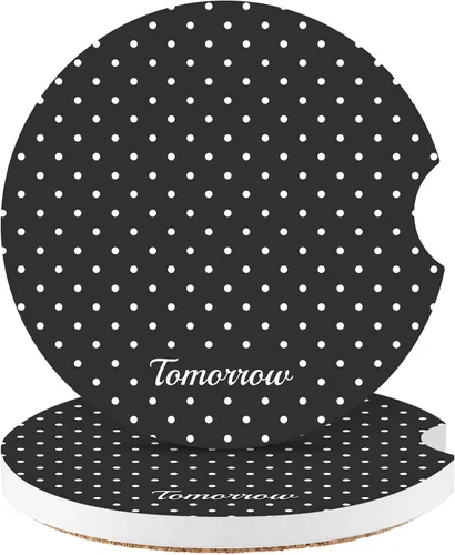 Miniatura 28 de Posavasos para automóvil, morado sonriente, absorbentes, paquete de 2 para portavasos con muesca para los dedos, cerámica de 2.56 pulgadas