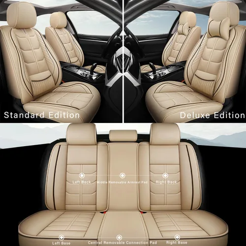 Miniatura 7 de URINOVET Funda de asiento de coche para KIA Sportage Hybrid 2023, funda de asiento delantero y trasero de 5 plazas, fundas de asiento de cuero