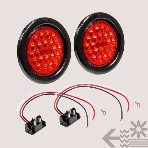 Miniatura 6 de Faro trasero redondo de 4 pulgadas con 24 LED de luz blanca clara, para reversa de camiones RV. Certificado DOT, ojal y enchufe incluidos Rojo