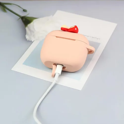 Miniatura 5 de Wonhibo Funda para Airpods 3 para mujeres y niñas, bonita funda Kawaii para Airpod 3ª y tercera generación 2021 con llavero (seta)