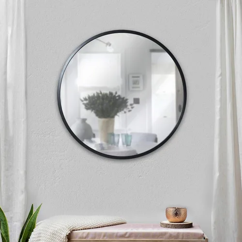 Miniatura 2 de HBCY Creations Espejo redondo, espejo de pared negro de 20 pulgadas para entrada, baño, sala de estar y más, espejo minimalista moderno para diseño