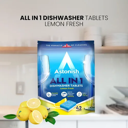 Miniatura 3 de Astonish Tabletas de lavavajillas todo en 1, limpiador doméstico que elimina la grasa, la suciedad y las manchas de la superficie, jabón