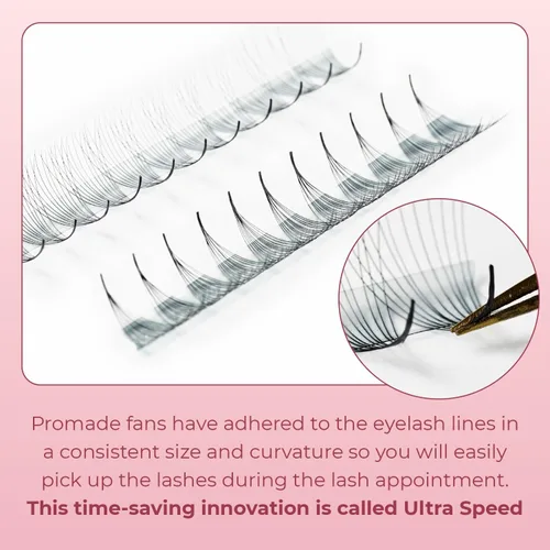Miniatura 2 de Promade - Extensiones de pestañas postizas prefabricadas con 1000 abanicos 5D-20D, rizo C/CC/D, 0.47-0.7 pulgadas de longitud de 0.05/0.07