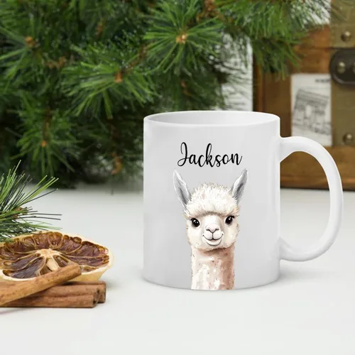 Miniatura 4 de Tazas de café de alpaca personalizadas elige nombre, regalos para hombres, mujeres, amantes de las alpacas, taza de café personalizada con acento