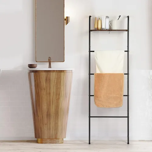 Miniatura 2 de Vrisa Estante de manta de metal de 5 niveles con estante de almacenamiento de toallas de baño para baño, colcha, dormitorio, sala de estar, piscina