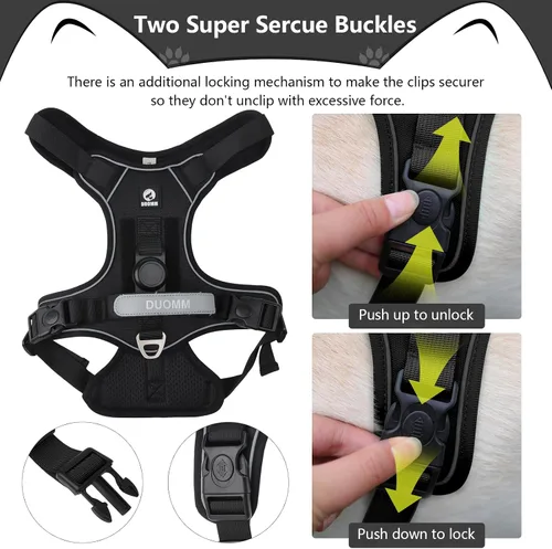 Miniatura 5 de Arnés para perro sin tirones con soporte para Airtag para perros de tamaño mediano, ajustable, a prueba de escapes, sin estrangulamiento y chaleco