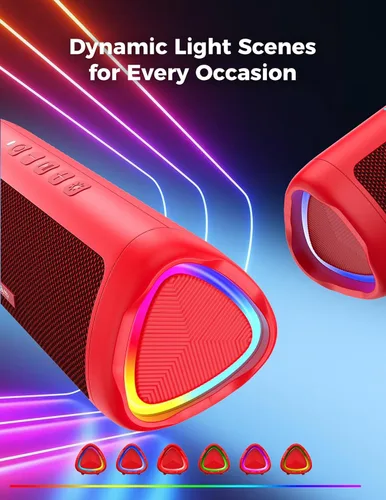Miniatura 3 de Altavoz Bluetooth, sonido HD de 20 W, inalámbrico portátil, IPX5 impermeable, hasta 24 horas de reproducción, TWS, para hogar, fiesta, exterior, Rojo