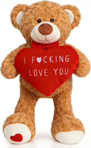 Miniatura 7 de HollyHOME Oso de peluche de San Valentín de 24 pulgadas con corazón rojo, regalo de San Valentín para ella, novia, novio, amante, color marrón