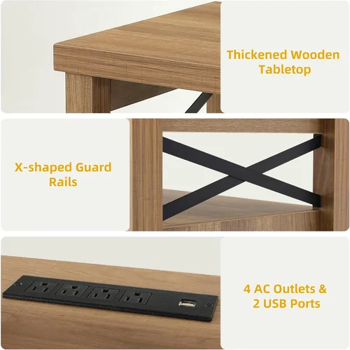 Miniatura 6 de DWVO Farmhouse - Soporte de TV para televisores de 65 pulgadas, centro de entretenimiento LED con almacenamiento, consola de TV con tomas