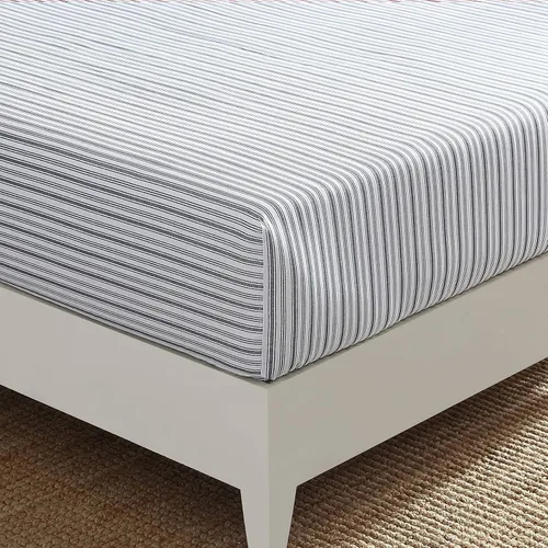 Miniatura 9 de Nautica Sábana bajera ajustable de tamaño individual, ropa de cama de percal de algodón crujiente, sábana ligera y transpirable, bolsillo profundo