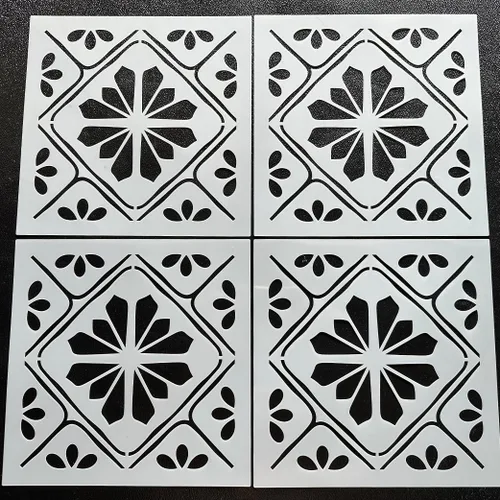 HELLATHUND 4 plantillas de azulejos reutilizables de 12 x 12 pulgadas, plantillas de hormigón para patio, plantillas de piso grandes para diseño