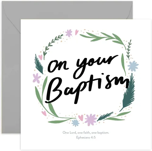 Old English Co. Bonita tarjeta de bautismo para niño o niña, tarjeta religiosa floral para celebración de un día especial, para ahijado, ahijada,