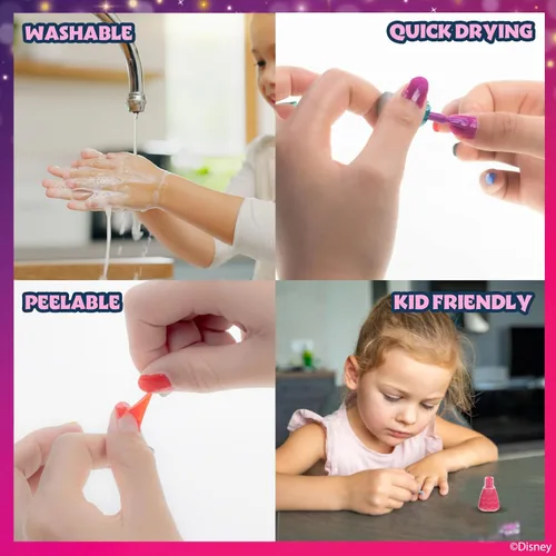 Miniatura 6 de Townley Girl Disney Princess - Juego de 18 esmaltes de uñas a base de agua, secado rápido y despegable, juego de pintura de uñas para niñas de 3 años