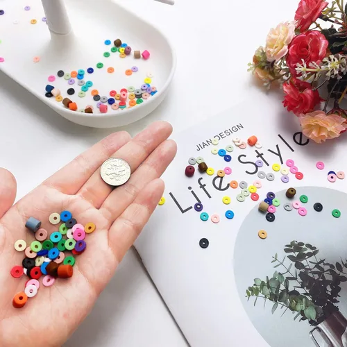 Miniatura 4 de Coiris - Cuentas de vinilo heishi ecológicas hechas a mano, de polímero/arcilla, de 6 mm. Cuentas espaciadoras para collar, pulsera aretes, joyería