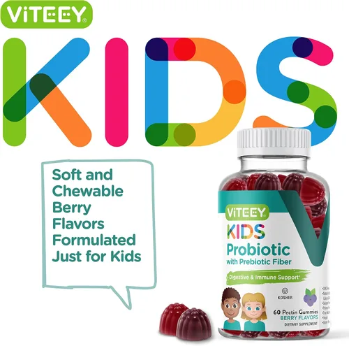 Miniatura 2 de Viteey - Gomitas probióticas para niños, más fibra de prebióticos, 2 mil millones de UFC Digestive Health, Gut Health, Constipation Relief for