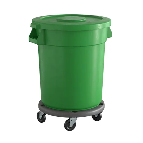 Miniatura 45 de Bote de basura comercial redondo gris de 32 galones con tapa y carrito