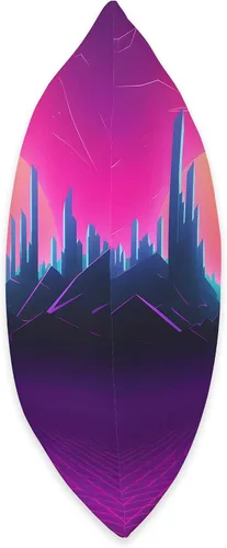 Miniatura 2 de PP Accessories Synthwave City Retrowave 80s Vaporwave Throw Pillow, 16x16, Multicolor