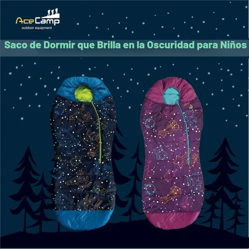 Miniatura 7 de AceCamp Saco de dormir para mamá que brilla en la oscuridad para niños y jóvenes, clasificación de temperatura de 30 °F, -33.8 °F, resistente al