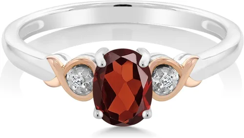 Miniatura 17 de Gem Stone King Anillo de compromiso de plata de ley 925 y oro rosa de 10 quilates, piedra preciosa ovalada de 0.276 x 0.197 in, con acento