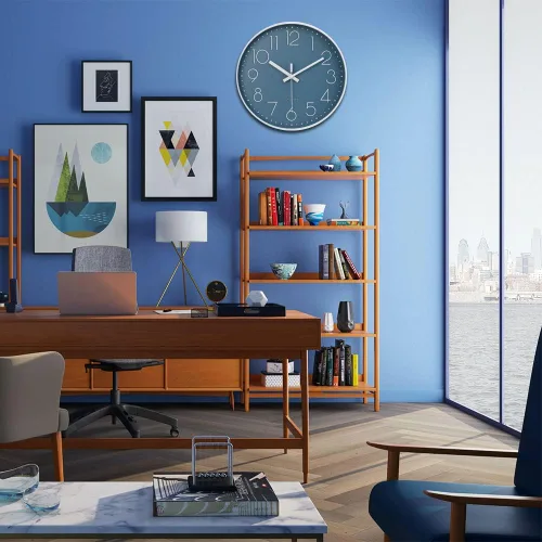 Miniatura 3 de jomparis Reloj de pared grande decorativo para piscina, patio, hogar, dormitorio, sala de estar (azul 13.5 pulgadas)