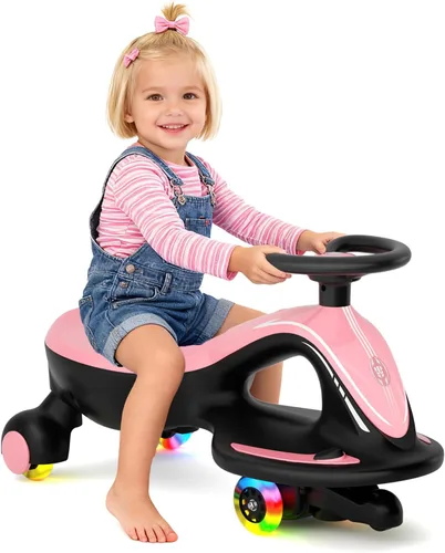 Miniatura 11 de XJD 6V Auto eléctrico oscilante de juguete montable, coche oscilante recargable de 2 en 1 con batería, luz antivuelco, rueda con luces LED coloridas