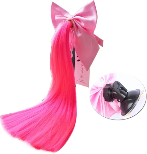 Miniatura 8 de Coletas para Casco con Nudo de Lazo de 14 Pulgadas Decoración de Cola de Caballo para Casco de Motocicleta Bicicleta Esquí Accesorios para Casco