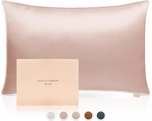 Miniatura 8 de Grace & Company - Funda de almohada de satén sedoso para cabello y piel, funda de almohada de seda de satén con cierre de cremallera certificada