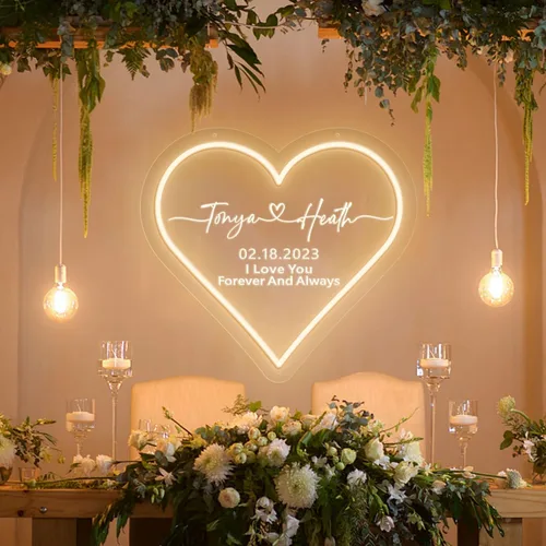 Miniatura 2 de Letrero de neón personalizado alimentado por USB para decoración de pared, arte personalizado tallado, luz de neón LED 3D personalizable, boda