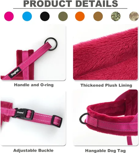 Miniatura 2 de HDKUW Arnés de felpa para perro, chaleco ajustable sin tirones para clima frío, arnés para mascotas para perros pequeños, medianos y grandes, negro