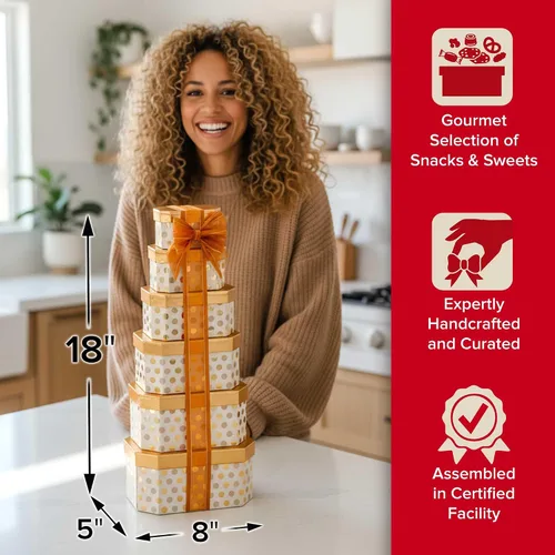 Miniatura 7 de Broadway Basketeers Gourmet - Torre de regalo con un surtido de chocolate, aperitivos, dulces, galletas y tuercas