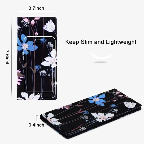 Miniatura 23 de HUA ANGEL Billetera para mujer, ultra delgada y delgada, con bloqueo RFID, tarjetero de crédito, doble embrague, carteras largas, regalo para A-ámbar