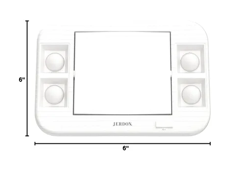 Miniatura 10 de JERDON Espejo de maquillaje de dos caras con luces, espejo de tocador con aumento 5X e iluminación sin reflejos de dos ajustes, base blanca