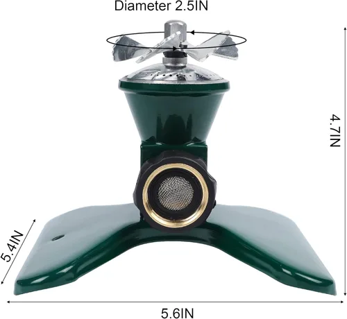 Miniatura 4 de Biswing Paquete de 2 aspersores de césped, rociadores cuadrados de metal resistente, riego de área grande de 360 grados, rociadores de agua