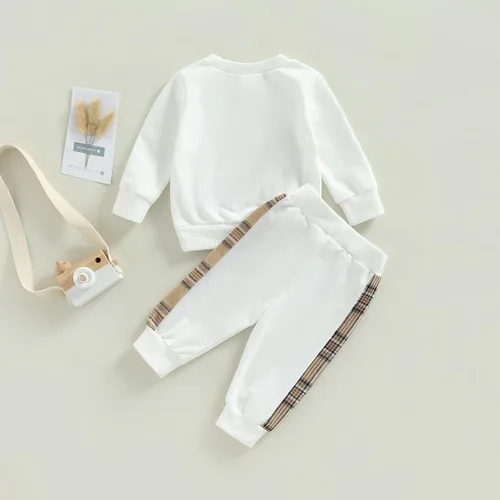 Miniatura 7 de Sasaerucure Conjunto de 2 piezas para bebé, niña, niño, manga larga, arcoíris, con pantalones de leopardo, ropa de invierno y primavera